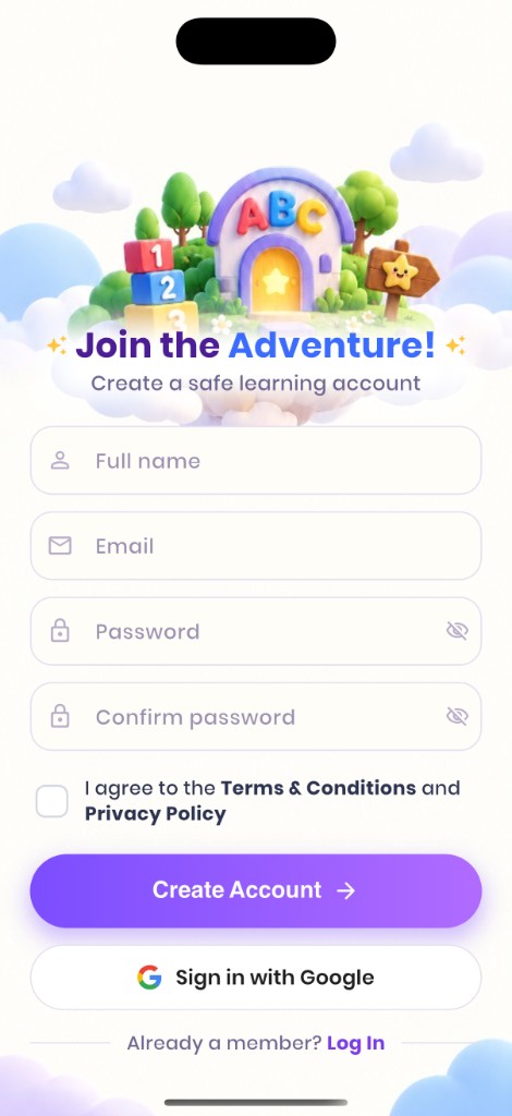 Join the Adventure registration screen in the Safe Taleem app